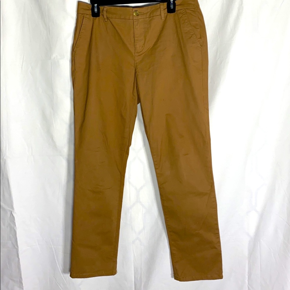 Stretch cotton twill chino trousers brown